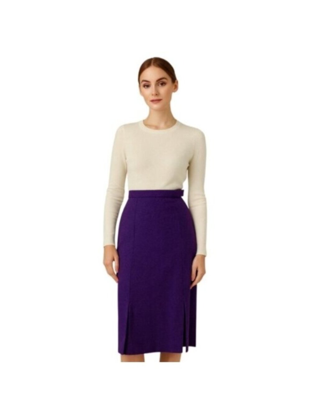 Avoca Collection Purple Vintage High Waist Midi A-Line Skirt